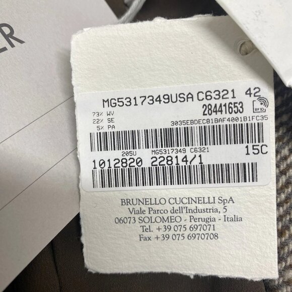 Brunello Cucinelli Women’s Diagonal Tweed Wool Blazer w/ Removable Cuffs – Brown - Picture 7 of 14